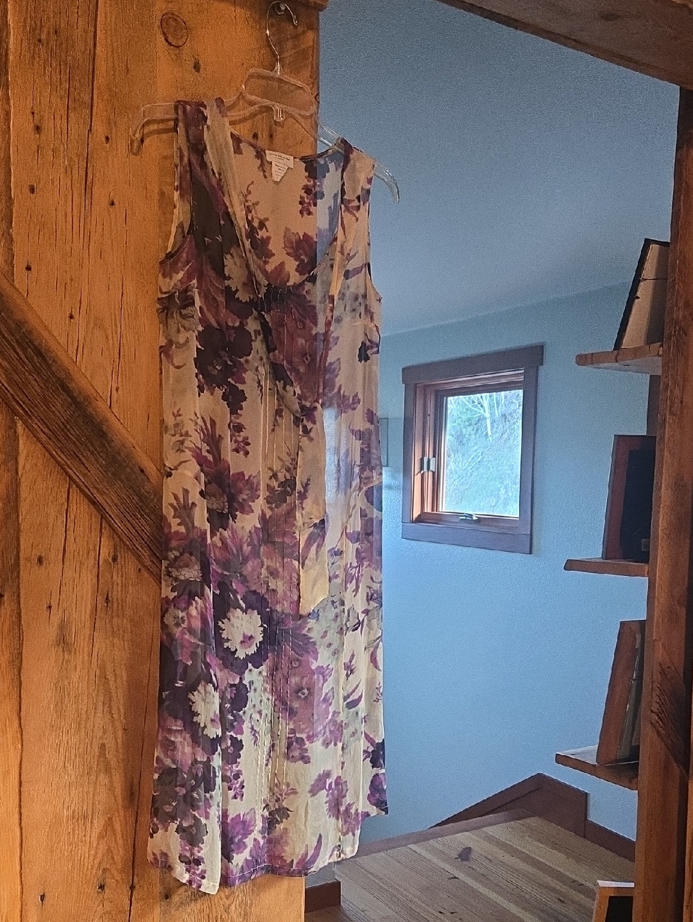 Dries Van Noten Purple Floral Silk Dress on Cream Base